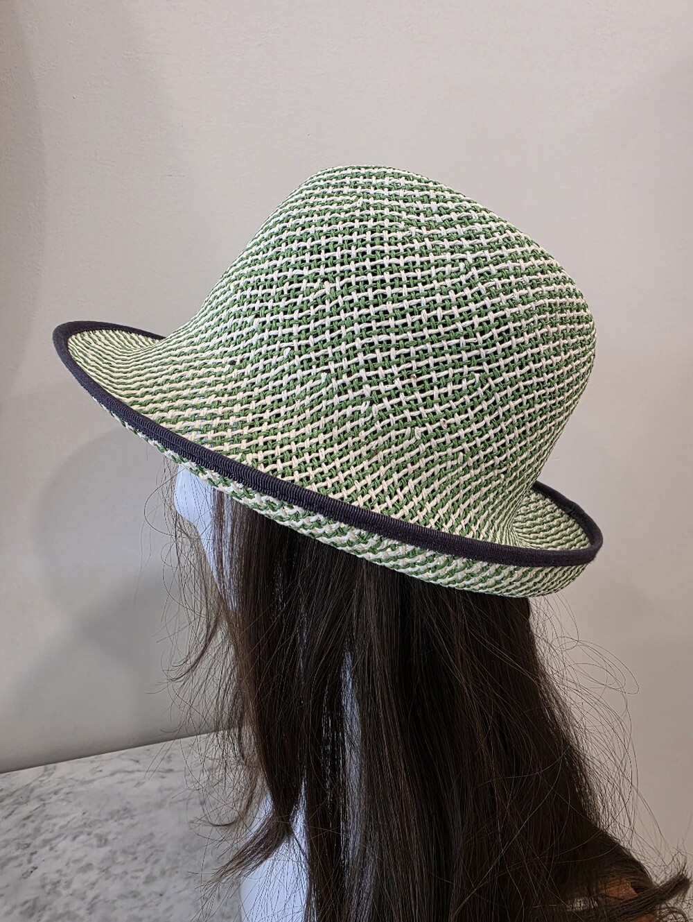 Lola Hats Women's Green Woven Sun Hat with Black Trim